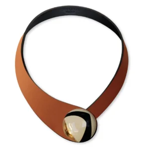 Colier Din Piele Segovia   + Buton Ceramic