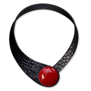Colier Din Piele Cuenca  + Buton Ceramic