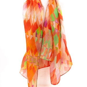 Esarfa Matase Orange Zigzag