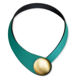 Colier Din Piele Soria Gold + Buton Ceramic