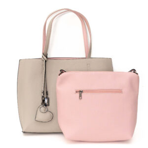 Borsa Geanta cu doua fete Beige&Pink