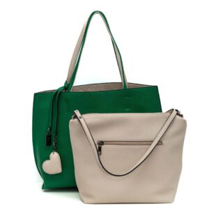 Borsa Geanta cu doua fete Green&Beige