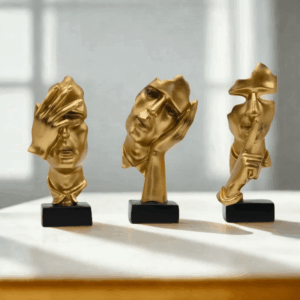 Set statuie de masca de aur 3 buc