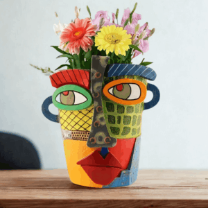 Ghiveci de flori abstract - față