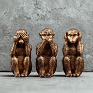 Statui de maimuță din bronz set de 3
