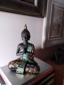 Statuie de Buddha - bronz și albastru photo review