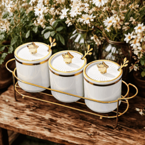 Set de depozitare a condimentelor - alb 4 buc