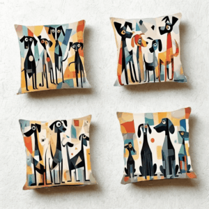 Vintage față de pernă - câini 4 buc