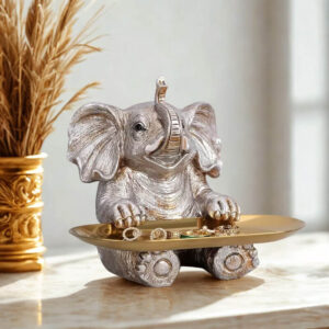 Suport pentru bijuterii cu elefant și tavă