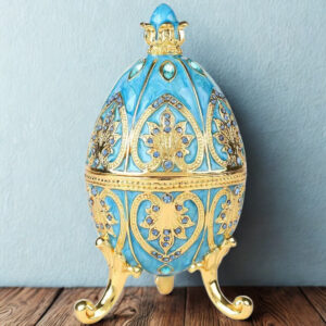 Cutie de bijuterii în stil ou Fabergé - albastru deschis